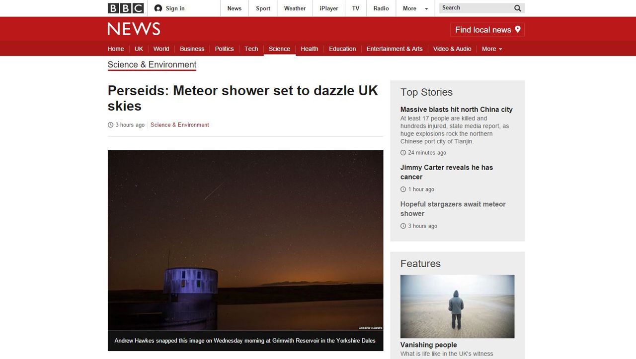 Bbc news meteor shower